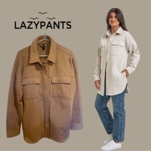 Lazypants Oversized Fleece Shacket Brown XXL